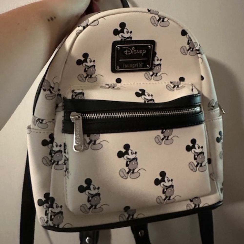 Disney Loungfly Backpack - Black and White Mickey Mouse